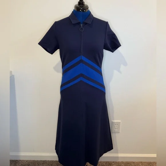 Navy Blue Chevron Dress - Picture 2 of 3